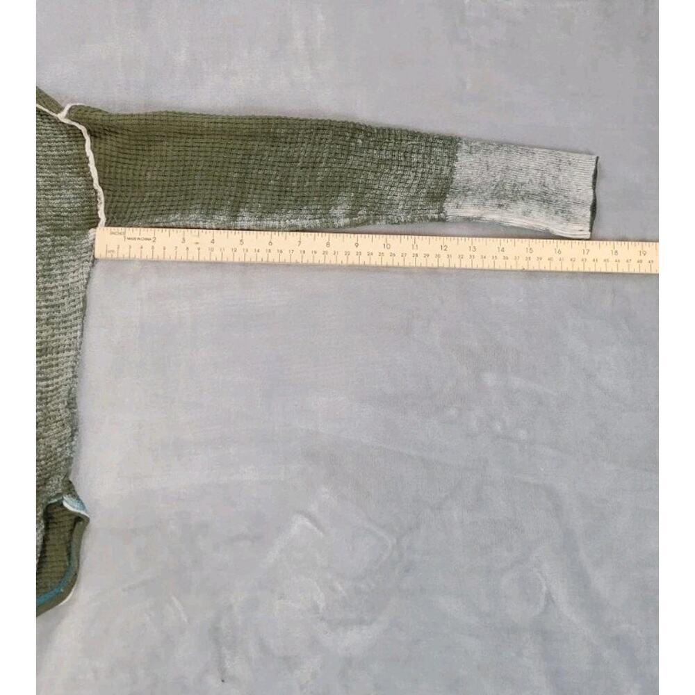 Sundance Olive Green Layered Henley Knit Top with Contrast Trim - Picture 7 of 8